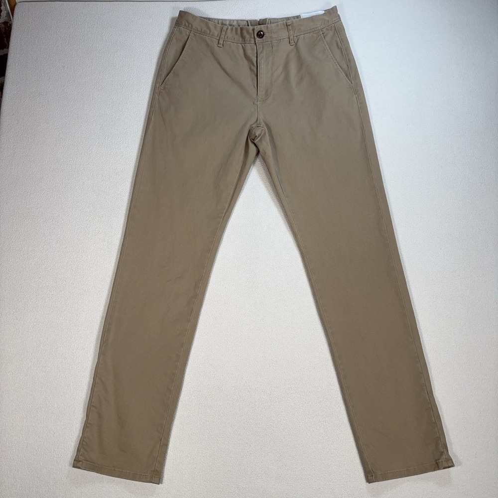 Mott & Bow Everyday Comfort Slim Chino Pants Men's 31 (fits 32x32) Khaki Stretch